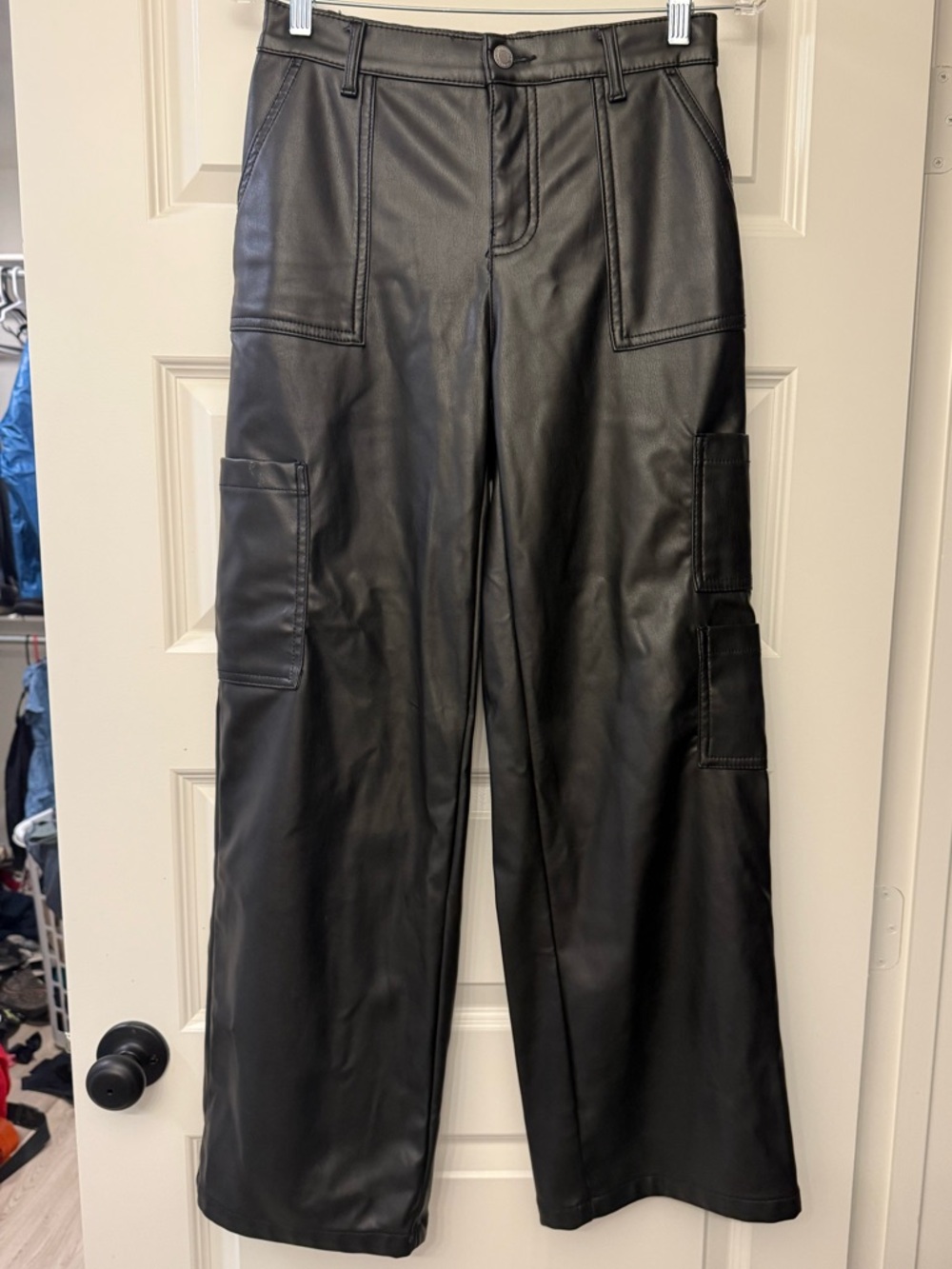Faux Leather Cargo Pants